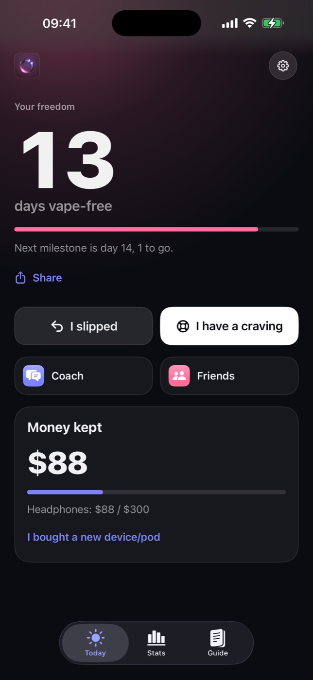 Puffgap after quitting: vape-free days and the next milestone