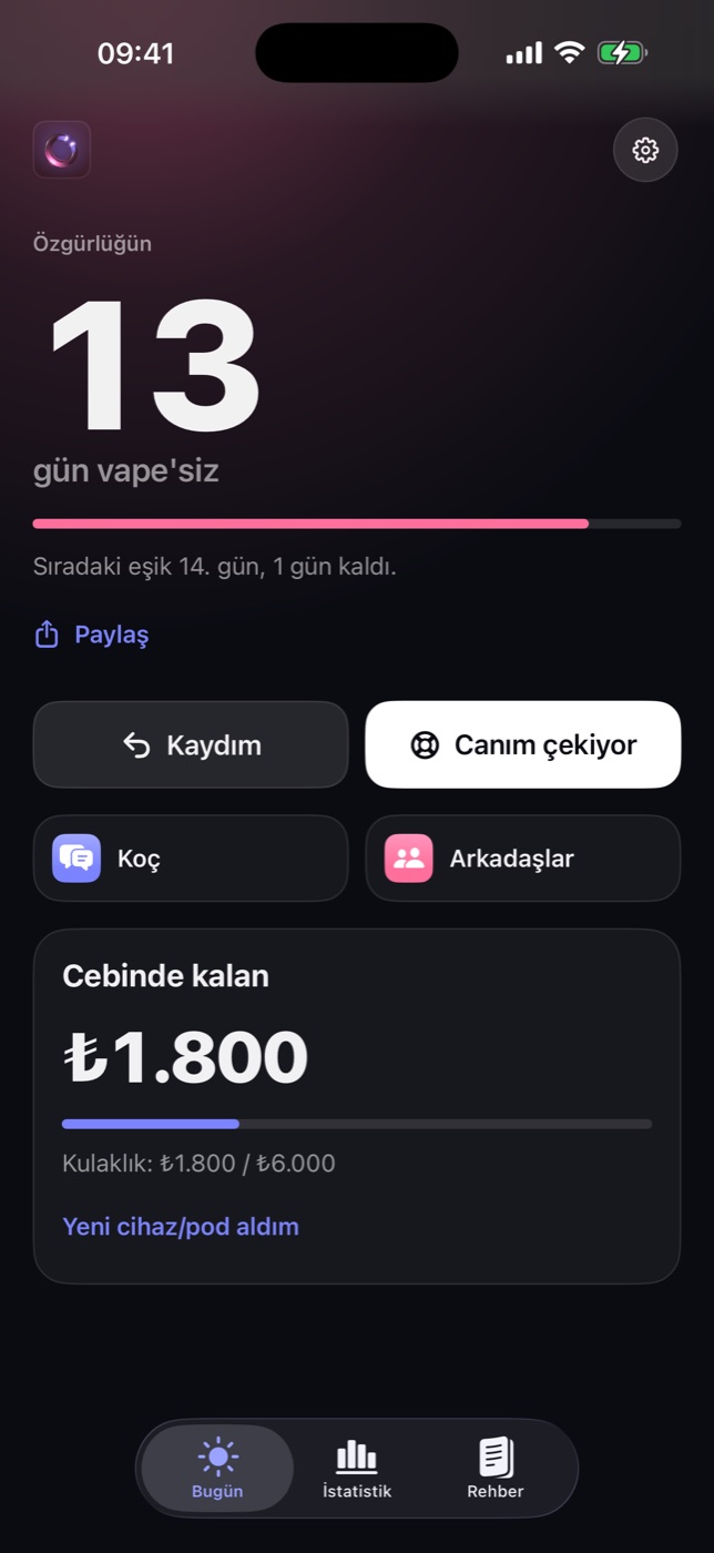 Puffgap bıraktıktan sonraki ekran: vape'siz günler ve sıradaki eşik
