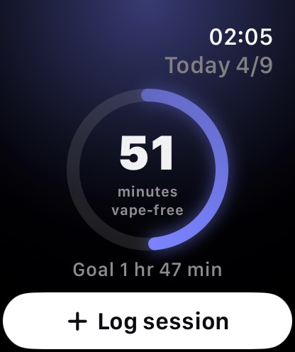 Puffgap on Apple Watch: vape-free time ring and one-tap logging